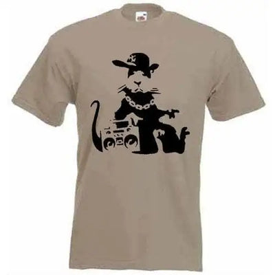 Banksy NYC Gangster Rat Mens T-Shirt L / Khaki