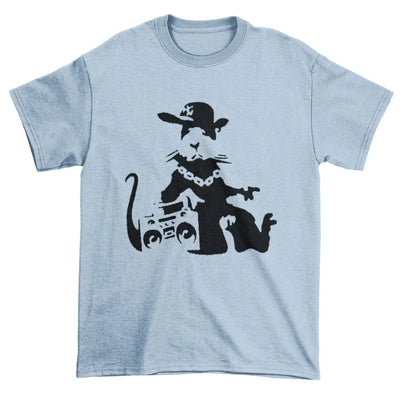 Banksy NYC Gangster Rat Mens T-Shirt L / Light Blue