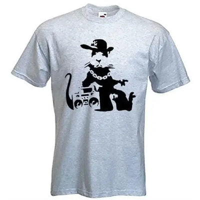 Banksy NYC Gangster Rat Mens T-Shirt L / Light Grey