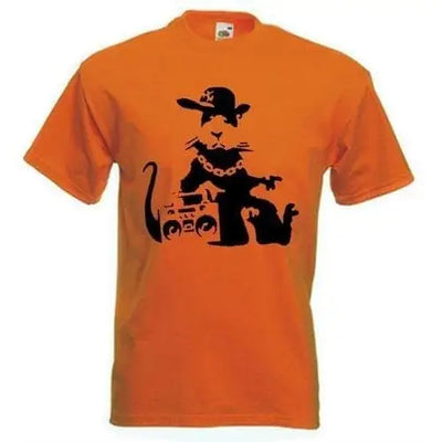 Banksy NYC Gangster Rat Mens T-Shirt L / Orange