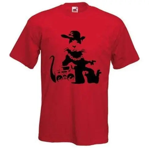 Banksy NYC Gangster Rat Mens T-Shirt L / Red
