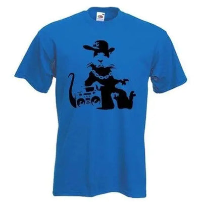 Banksy NYC Gangster Rat Mens T-Shirt L / Royal Blue