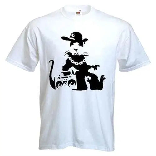 Banksy NYC Gangster Rat Mens T-Shirt L / White
