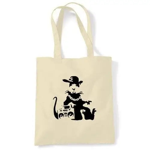 Banksy NYC Gangster Rat Shoulder Bag Cream