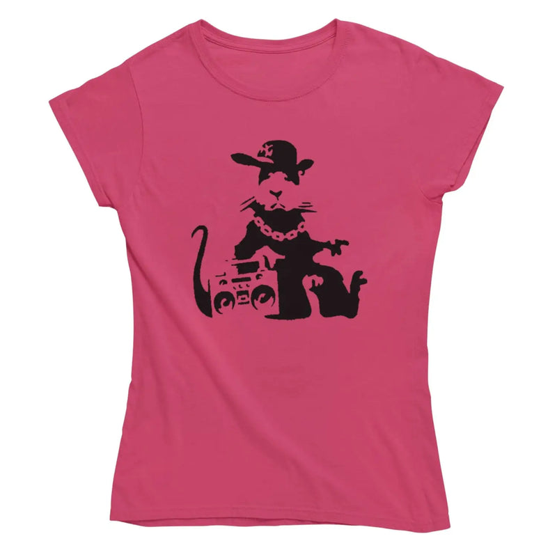 Banksy NYC Gangster Rat Womens T-Shirt S / Dark Pink