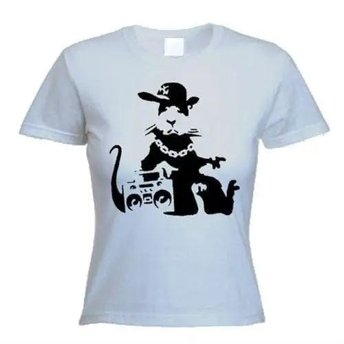 Banksy NYC Gangster Rat Womens T-Shirt S / Light Grey