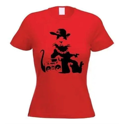 Banksy NYC Gangster Rat Womens T-Shirt S / Red