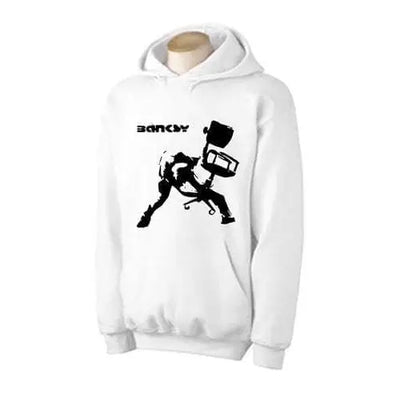 Banksy Office Chair Hoodie M / White