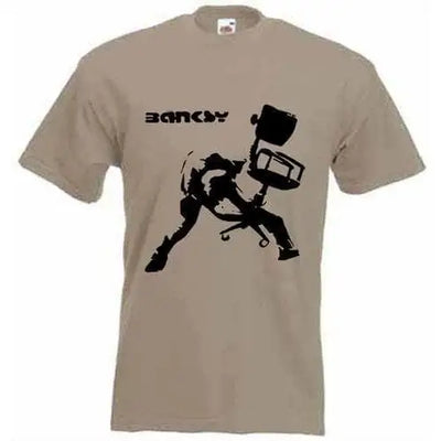 Banksy Office Chair Men's T-Shirt Khaki / XL