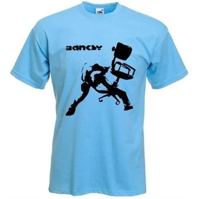 Banksy Office Chair Men's T-Shirt Light Blue / XL