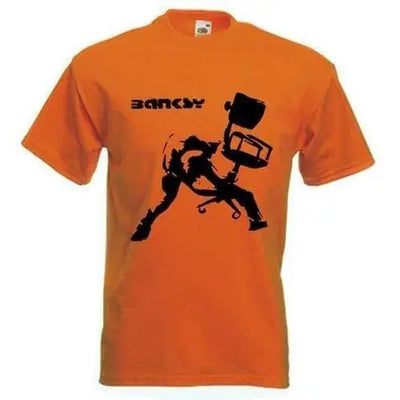 Banksy Office Chair Men's T-Shirt Orange / XL