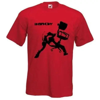 Banksy Office Chair Men's T-Shirt Red / XL