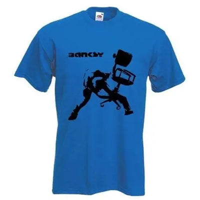 Banksy Office Chair Men's T-Shirt Royal Blue / XL