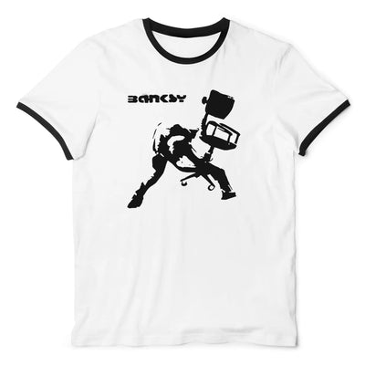 Banksy Office Chair Ringer T-Shirt M