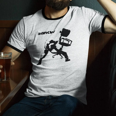 Banksy Office Chair Ringer T-Shirt