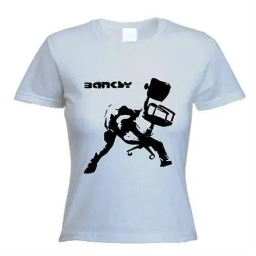 Banksy Office Chair Womens T-Shirt L / Light Grey