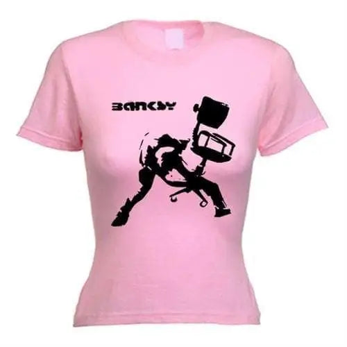 Banksy Office Chair Womens T-Shirt L / Light Pink