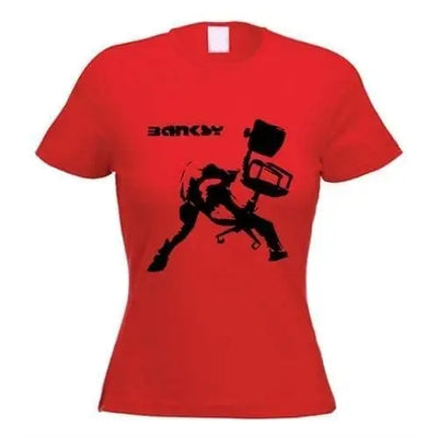 Banksy Office Chair Womens T-Shirt L / Red