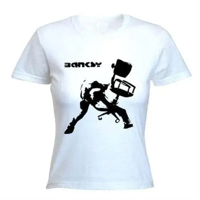 Banksy Office Chair Womens T-Shirt L / White