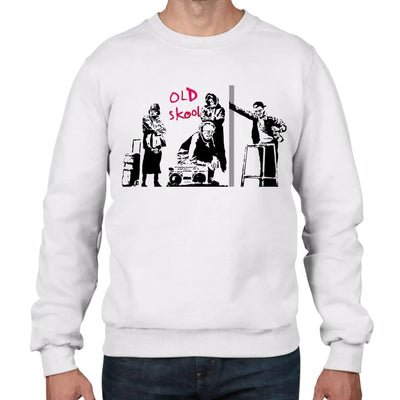 Banksy Old Skool Graffiti Men's Sweatshirt Jumper L / White