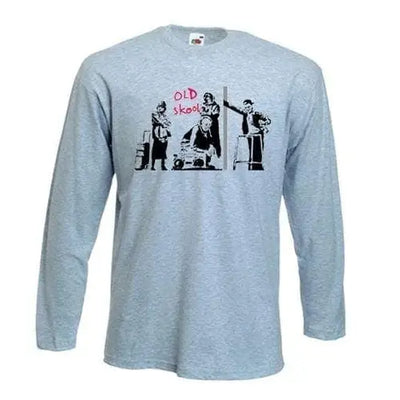 Banksy Old Skool Long Sleeve T-Shirt XXL / Light Grey