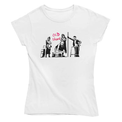 Banksy Old Skool Womens T-Shirt L / White