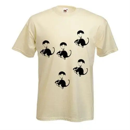 Banksy Parachute Rat Mens T-Shirt XL / Cream