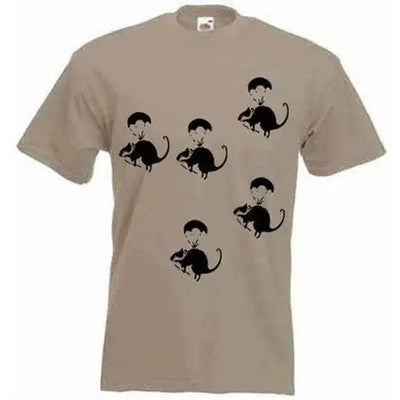 Banksy Parachute Rat Mens T-Shirt XL / Khaki