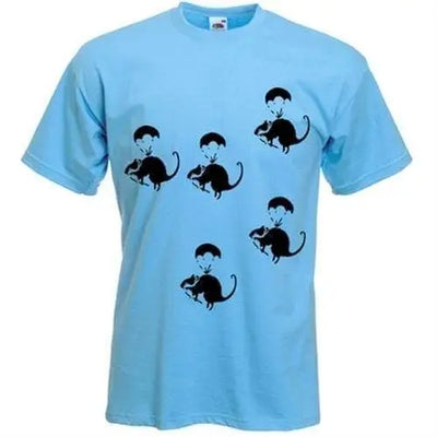 Banksy Parachute Rat Mens T-Shirt XL / Light Blue