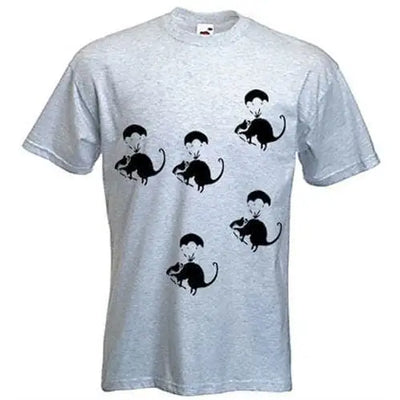 Banksy Parachute Rat Mens T-Shirt XL / Light Grey