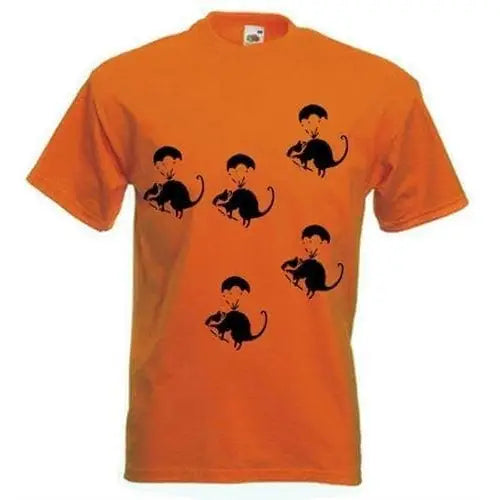 Banksy Parachute Rat Mens T-Shirt XL / Orange
