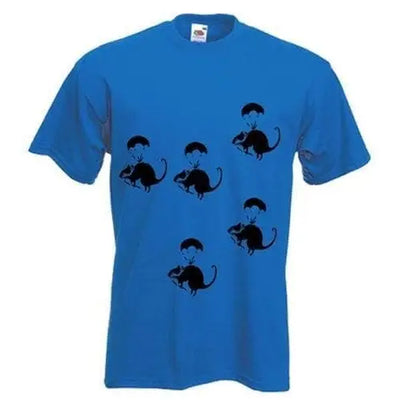 Banksy Parachute Rat Mens T-Shirt XL / Royal Blue