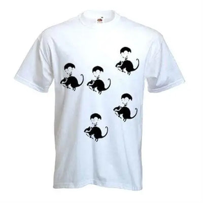 Banksy Parachute Rat Mens T-Shirt XL / White