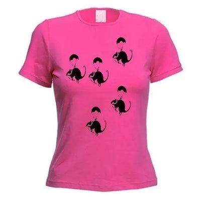 Banksy Parachute Rat Women's T-Shirt XL / Dark Pink