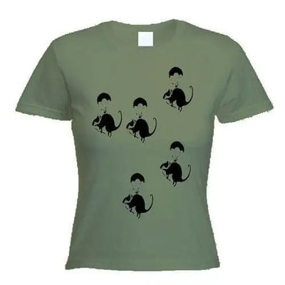 Banksy Parachute Rat Women's T-Shirt XL / Khaki