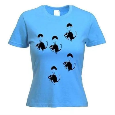 Banksy Parachute Rat Women's T-Shirt XL / Light Blue