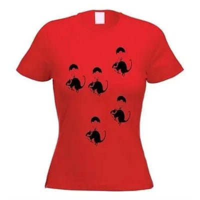 Banksy Parachute Rat Women's T-Shirt XL / Red