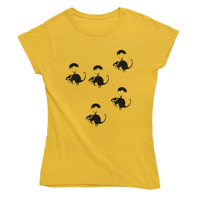 Banksy Parachute Rat Women's T-Shirt XL / Yellow