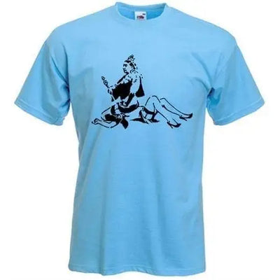 Banksy Porn Queen Mens T-Shirt L / Light Blue