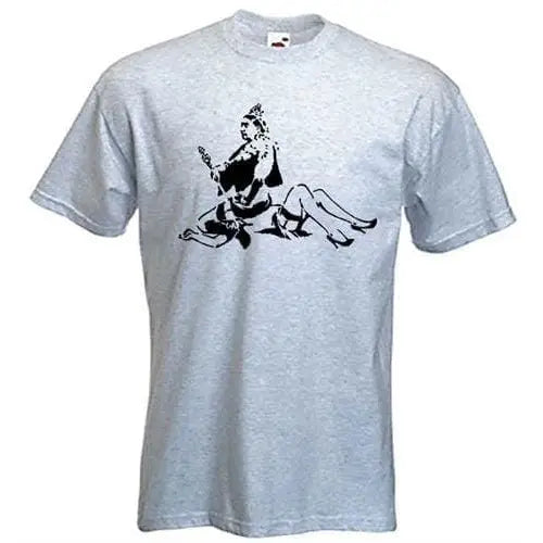 Banksy Porn Queen Mens T-Shirt L / Light Grey