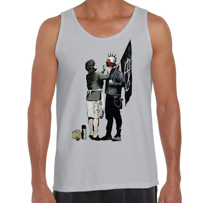 Banksy Punk Mum Men's Tank Vest Top S / Light Grey