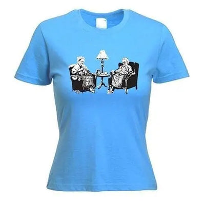 Banksy 'Punks Not Dead' Grannies Womens T-Shirt L / Blue