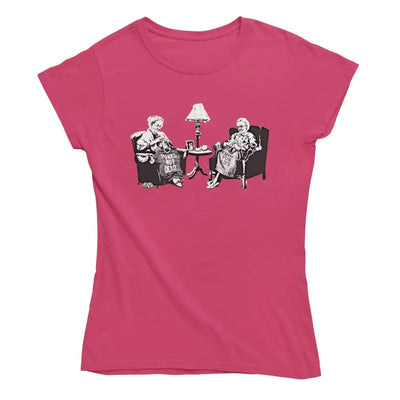 Banksy 'Punks Not Dead' Grannies Womens T-Shirt L / Dark Pink