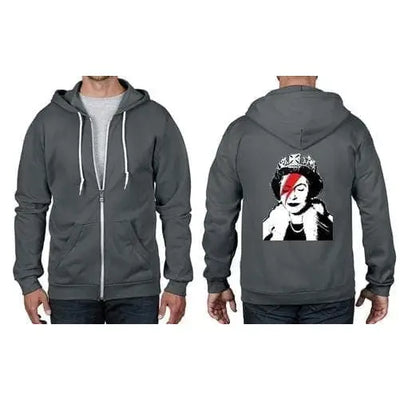 Banksy Queen Bitch Full Zip Hoodie S / Charcoal