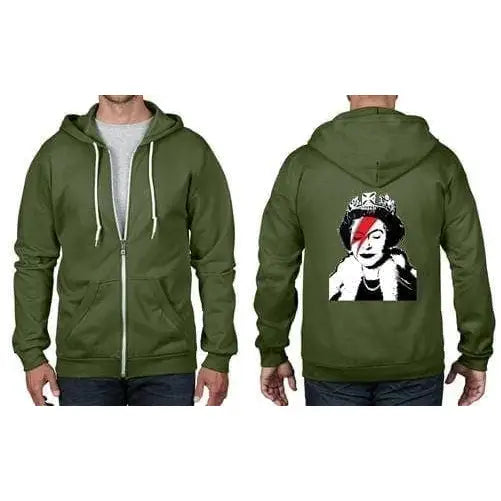 Banksy Queen Bitch Full Zip Hoodie S / City Green