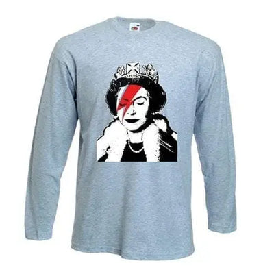 Banksy Queen Bitch Long Sleeve T-Shirt S / Light Grey