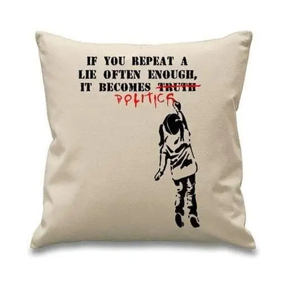 Banksy Repeat A Lie Sofa Cushion Cream