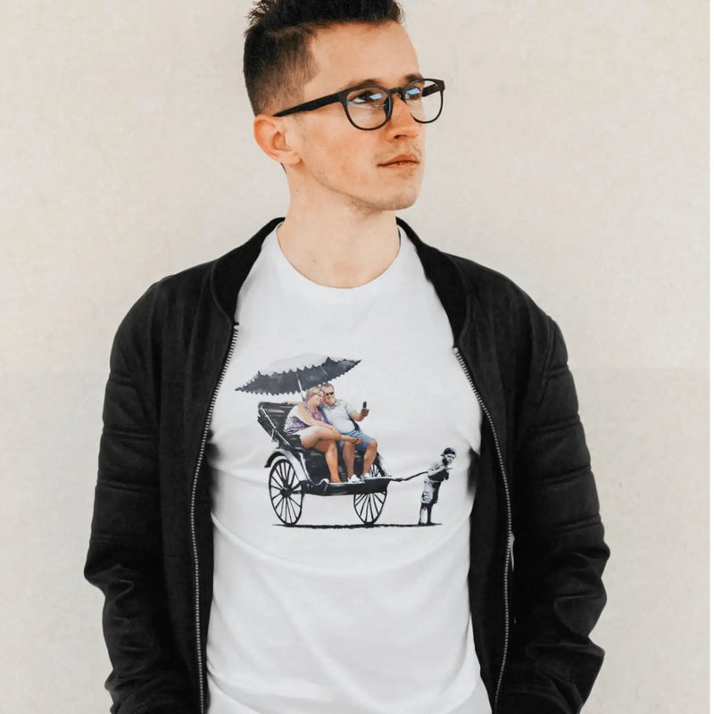 Banksy Rickshaw Boy Mens T-Shirt