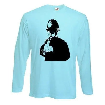 Banksy Rude Copper Long Sleeve T-Shirt XXL / Light Blue