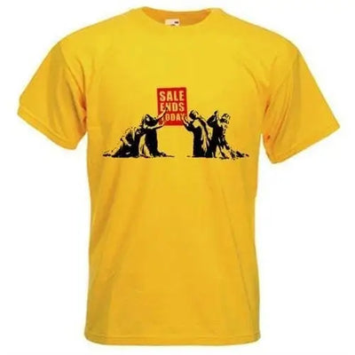Banksy Sale Ends Today Mens T-Shirt XXL / Yellow